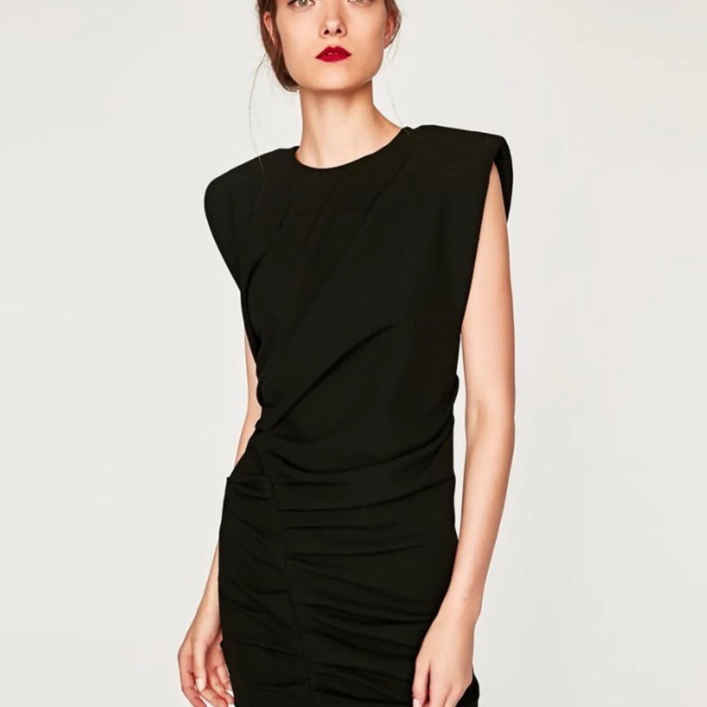 Zara mini draped dress with shoulder pad